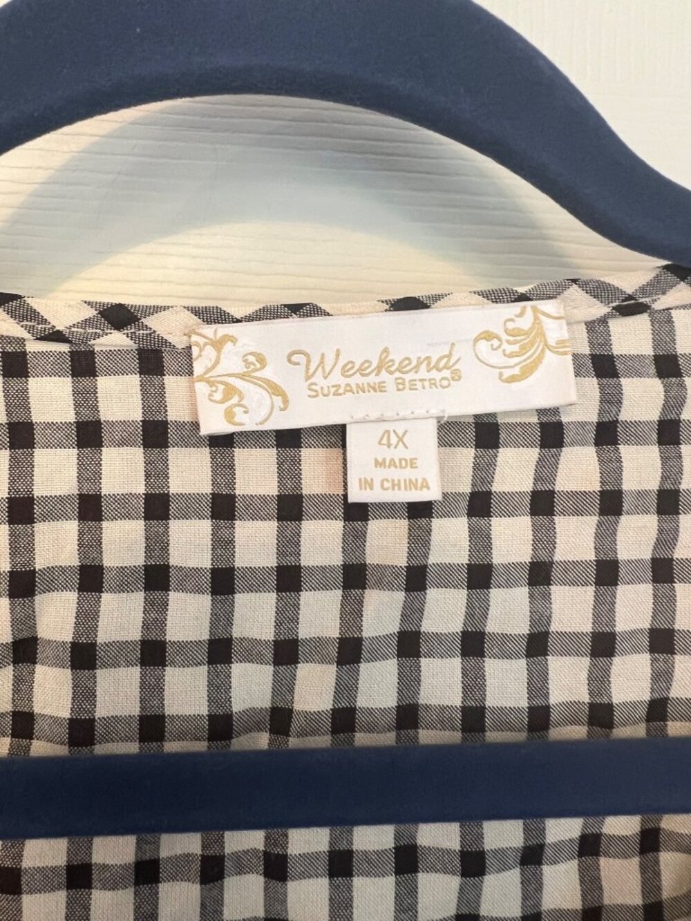 Weekend Suzanne Betro flutter Sleeve Gingham V-Neck blouse Size 4X - Picture 4 of 9